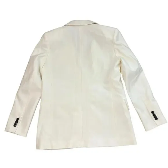 Madewell Blazer Womens Winter White Tuxedo Double Breasted Peak Lapel NT118 Sz 4 - Picture 10 of 12